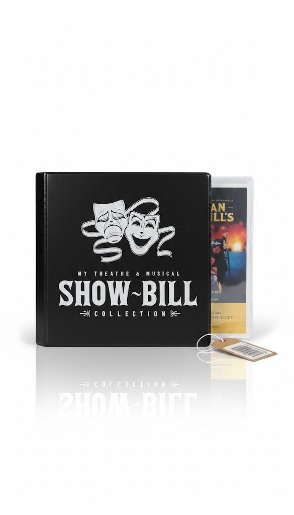 Playbill Binder - 10 x 9.5 in, 4-Inch Spine, 3-Ring, Black Leatherette Cover - Folder with 30 Plastic Sleeves - 2 Pockets Per Sleeve