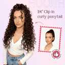 HOOJIH Ponytail Extension, Clip in Ponytail 24 Inch Hair Extension Curly Wavy Ponytail Fluffy Soft Synthetic Fiber Hair Pieces for Women - Dark Golden Brown