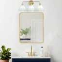 3 Light Gold Brass Bathroom Light Fixture,Brush Gold Vanity Lighting Over Mirror,Cute Milk White Glass Flower Lampshade,E26 Socket(Bulbs Not Included)