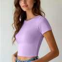 3 Pack Women’s Short Sleeve Tops Cotton Basic Crew Neck Crop Top Cute Trendy Casual Workout T Shirts S