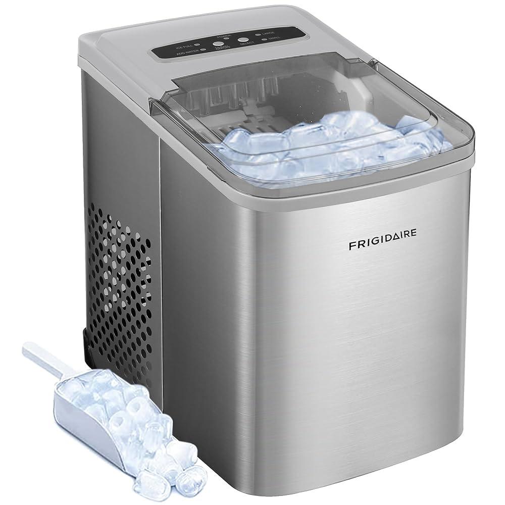 Frigidaire Countertop Ice Maker Machine, 26 lbs Ice per Day, Adjustable Size Bullet-Shaped Ice, for Home, Kitchen, Office, Bar
