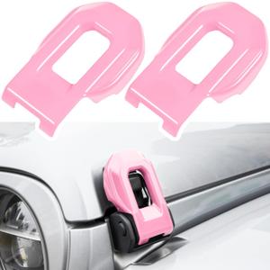 Hood Latch Lock Catch Brackets Cover for 2018-2024 Jeep Wrangler JL JLU Unlimited Sports Freedom Sahara Rubicon Gladiator JT 2-Door & 4-Door Exterior Accessories Decoration (Pink 2PCS)