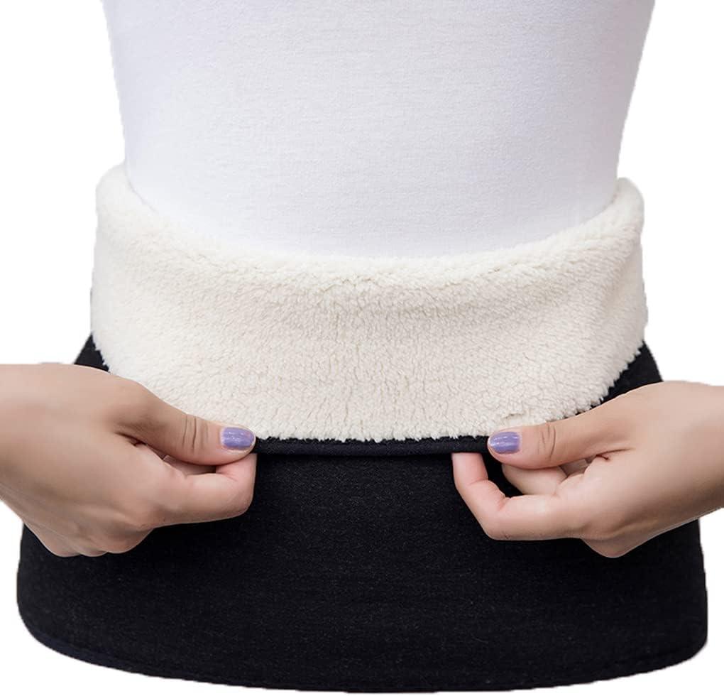 Thermal Fleece Lining Abdomen Back Warmer Belt Men Women Winter Dance Yoga Waistband Elastic Waist Binder Lumbar Support Belt Rheumatic Back Pain Brace Abdominal Stomach Kidney Warmer Protector Band