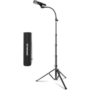 Elitehood Aluminum Foldable Microphone Stand, 82 Tall & Height Adjustable Mic Stand Boom, Microphone Tripod Stand with Mic Clip Holder for Singing, Performance, Karaoke, Speech, Stage and Outdoor