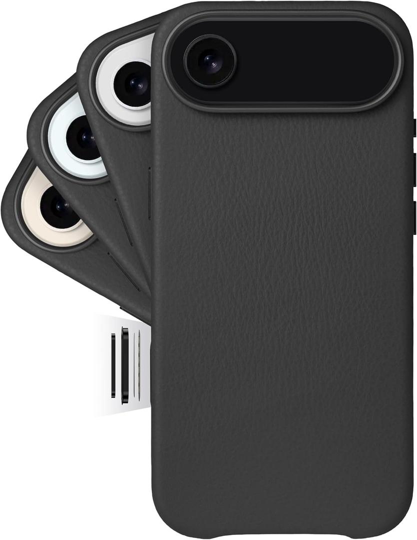 LONLI Classic | Gold-Rated Leather - European Genuine Vele Leather Case for iPhone Air - [Built-in Camera Control and Compatible with Magsafe] - Black