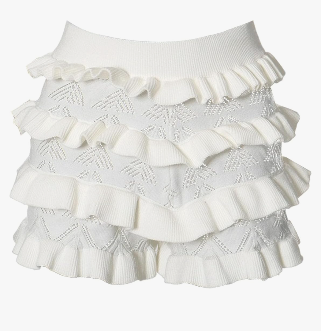 Micro Shorts for Women Summer Ruffle Lace Crochet Short High Waist Flowy Beach Bloomer Shorts Size L