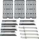 Direct store Parts Kit DG207 Replacement for select Vermont Castings grills, 17" Burner 4pcs, 14 1/2" x 7 1/4" Heat Plates 4pcs, set of 3 Cooking Grill Grids, 16 7/16" x 9 1/16" each grid