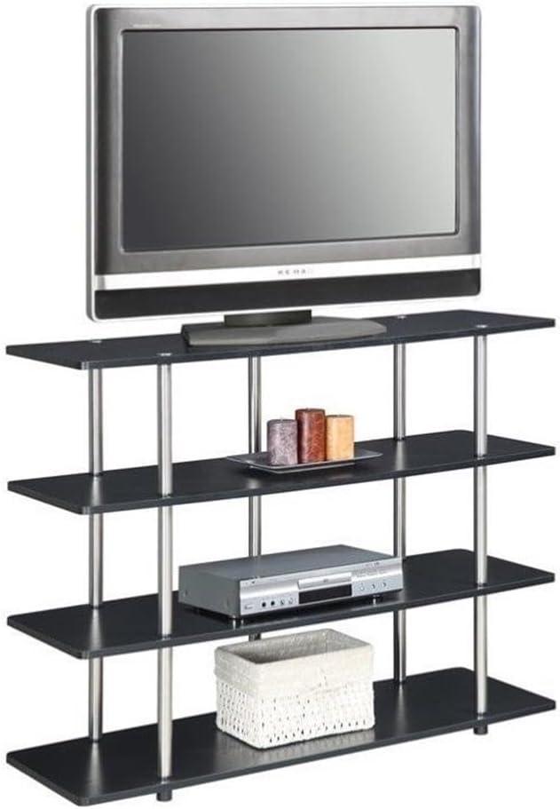 Convenience Concepts Designs2Go No Tools XL Highboy 4-Tier Stand Entertainment Center 55 Inches, Modern TV Console with Shelves for Living, Family Room, 47.25", Black