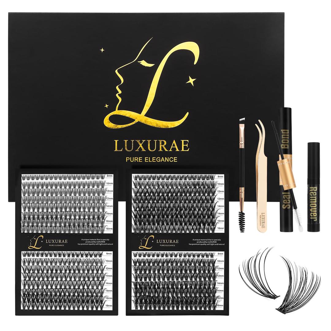 Lash Clusters,Eyelash Clusters Kit 576 PCS,Natural Mink,False Eyelashes Extension Kit With Bond And Seal,Applicator,Remover,Brush,Wispy,D Curl Lashes,20D,30D,40D,50D,8-16MM-0.07D,DIY At Home
