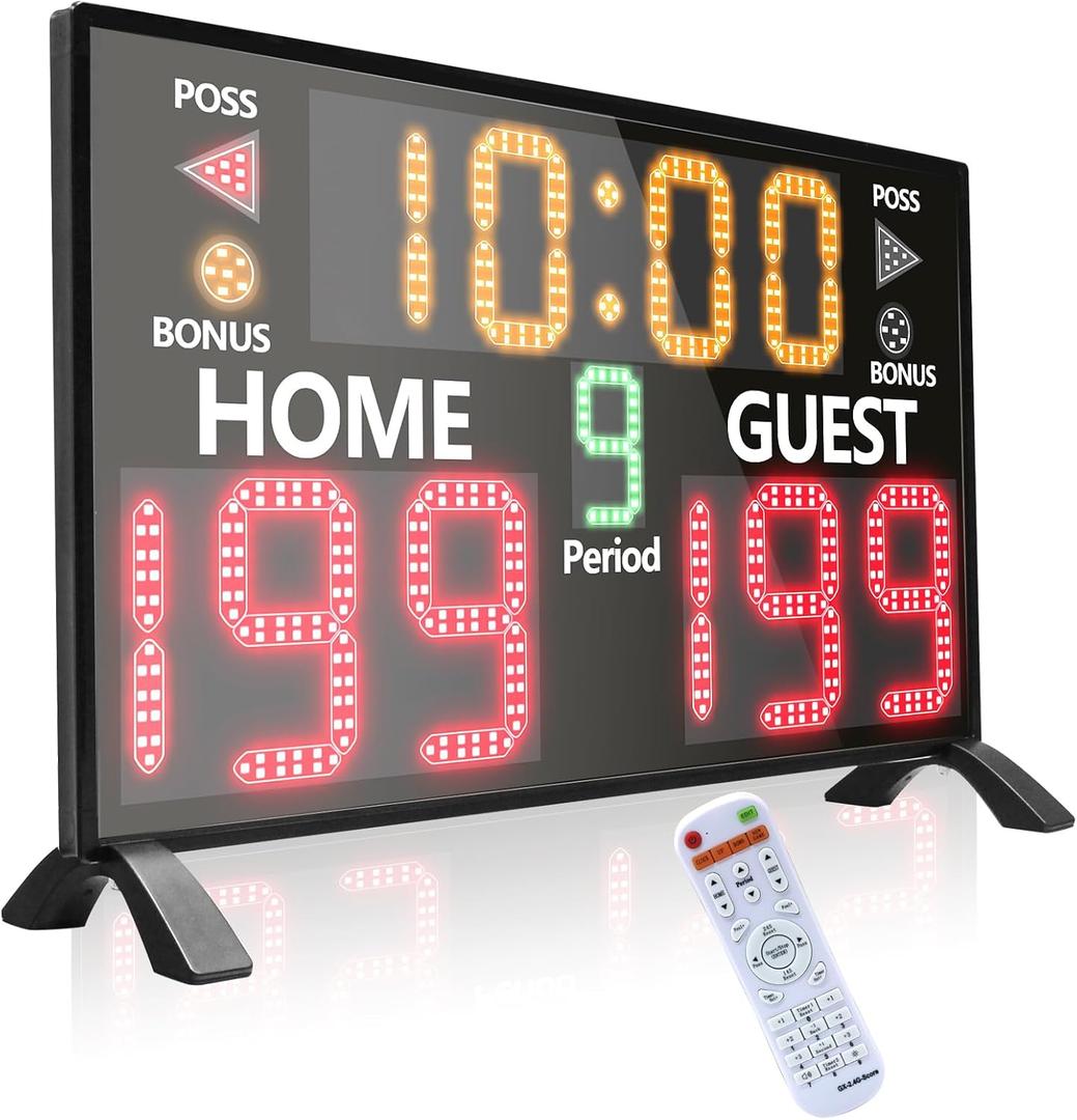YZ Bigger LED Digital Scoreboard, Portable Basketball Scoreboard with Timer Clock, Electronic Scoreboard with Remote, Tabletop Scoreboard Clock, Score Keeper for Outdoor Game