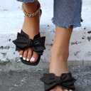 Fashare Womens Bow Dressy Low Heel Sandals Slides Summer Chunky Block Heeled Open Toe Mules Slip on Slippers Shoes, 11