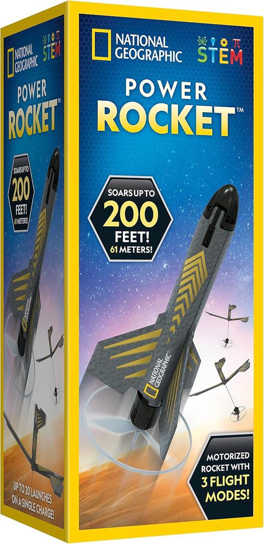 National Geographic Rocket Launcher - Motorized Air Rocket Toy with Patented Design, Launch up to 200 Feet, Outdoor Toys & Model Rockets, Gifts for Kids Ages 8-12, Space Toys