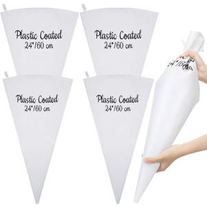 Nuogo 4 Pack 24 Inch Reusable Piping Pastry Bags Large Canvas Cake Decorating Bags with Plastic Coating for Frosting, Icing, Cupcakes, Cookies