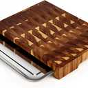 End Grain Cutting Board with Pull Out Tray,Sturdy Acacia wood cutting board for Kitchen,Wood Butcher Block for Vegetables,Cheese,Chopping,Slicing,and Dicing