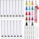Hicarer 60 Pcs/15 Set Sublimation Blanks Wristlet Keychain Set, Sublimation Lanyard Blank Keychain Tassels Neoprene Wristlet Swivel Snap Hooks and Jump Rings for DIY Keychains