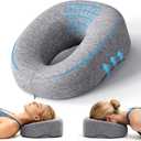 A-Pce Face Down Pillow for Massage Table, Memory Foam for Prone Down Sleeping, BBL Pillow After Eye Surgery & Vitrectomy Recovery, Face Cradle, Massage Headrest for Bed, Gray