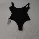 Thong Shapewear Bodysuit for Women Tummy Control Open Bust Body Shaper Slimmer Shaping Thong (Medium, #1 Pure Black)