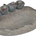 Bird-Feeder Wild Bird-Bath Bowl Outdoors - Garden Decor Polyresin Birds on Leaf 12.4 * 7.5 * 4.1 Inch-Newman House Studio