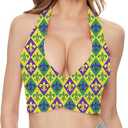 Ovokcina Women Mardi Gras Outfits Sexy Halter Crop Tank Top Oc4-55-XS