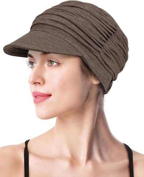 Soft Bamboo Baseball Cap for Chemo Women,  Dark Brown Grey