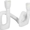 Bloomingville Modern Sculptural Double Taper Candle Holder, White