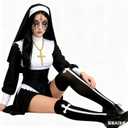 Yinxiang Jie Nun Horror Face Stickers, Clothing Accessories,  Decoration, Headwear Collar, Cross Pendant Necklace, Knee High Socks, Halloween Role-Playing Party