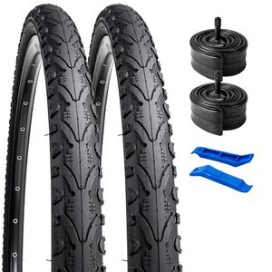 YUNSCM 24" Bike Tires 24x1.75/47-507 and 24" Heavy Duty Bike Tubes Schrader Valve Compatible with Road Bike 24 x 1.75 24X1.75 Bicycle Tires and Tubes (Y-923)