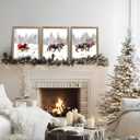 Set of 3 Framed Christmas Wall Art Farmhouse Santa Claus Is Coming To Town Wall Decor Vintage Holiday Home Decor (Brown, 16x24)