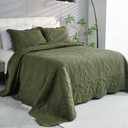 EVENHUG Oversized King Quilt California King Size Lightweight Bedding Set Reversible Bedspread Coverlets for All Seasons 3 Piece (Olive Green 120"x120")