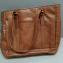 LOVEVOOK Laptop Tote Bag for Women,Vintage Leather Work Tote Bag for Women, 15.6 Inch Computer Briefcase Bag,Waterproof Teacher Business Office (Retro Brown)