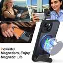 Magnetic Compatible with iPhone 15 Case, [Built-in Invisible Kickstand][Compatible with MagSafe][Full Camera Protection] Translucent Matte Phone Case for iPhone 15 6.1" Black