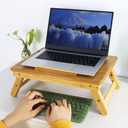 WKWKER Bamboo Laptop Desk with Folding Legs Tilting Surface Workstation Table Adjustable Laptop Stand Bed Tray for tv Sofa Study Computer Ipad Book (Natural)