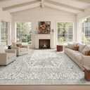 Area Rugs for Living Room - 9x12, Boho Non-Slip Low Pile Carpet Machine Washable Rugs for Bedroom, Farmhouse, Office, Dining Room (Beige)