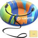 Snow Tube with Towable Leash, AirsFish Inflatable Snow Sled Heavy Duty Cover Wear-Resistant & Antifreeze Material Sledding Tubes for Winter Sports