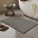 Bath Mat Rug, Rubber Non-Slip Quick Dry Absorbent Thin Bathroom Rugs Fit Under Door Bathroom Floor Mats-Shower Rug for in Front of Bathtub, Sink, Shower Room(Khaki,16"x24")