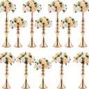 Didaey 12 Pcs Gold Wedding Centerpiece Stand Metal Flower Arrangements Holder Tall Centerpiece for Table Gold Vase Flower Stand for Wedding Reception Event Party Hotel Home Decor(3 Sizes)