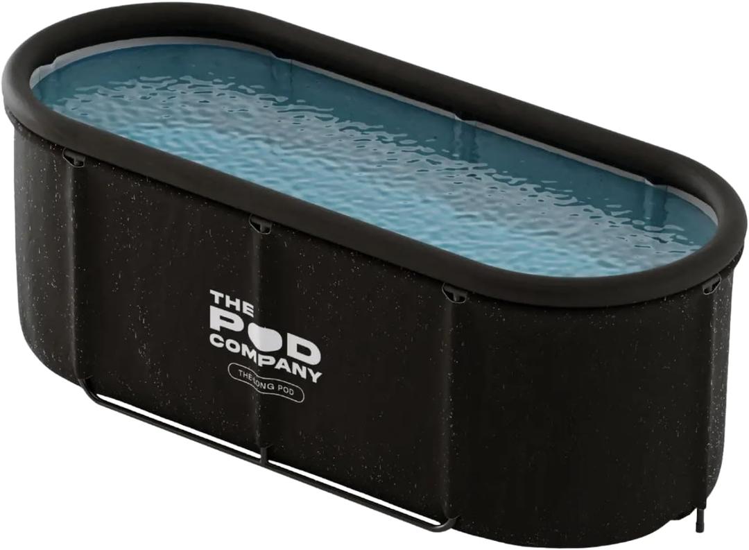 The Original Long Pod - Extra-Large Portable Ice Bath Tub for Recovery & Wellness - Collapsible Design with Lid - Full-Body Stretch-Out Soaks - Water Chiller Compatible - 126 Gallons - The Pod Company