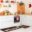 Christmas Kitchen Rugs Sets of 2 Santa Claus Snow Gnome Non Slip Floor Mat Low Profile Plaid Winter Decorative Christmas Rug for Indoor Home Decorations, 17x29 and 17x47 Inch (Tree)