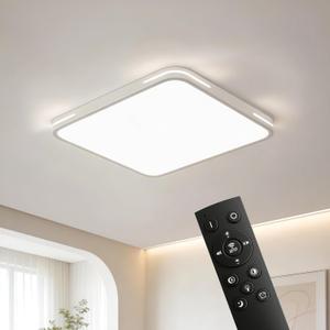 USOR Square LED Ceiling Light, 36W Ultra Thin Rectangular Flush Mount Panel, 3CCT Selectable, Dimmable with Remote, Modern Low Profile Light for Bedroom, Kitchen, Living Room,