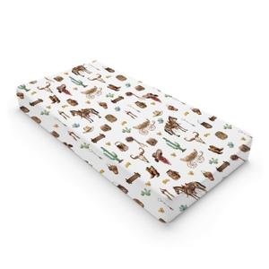 Western Cowboy Changing Pad Covers Cowboy Hats Boots Coins Cactus Goat Skull Horse Diaper Changing Pad Table Sheets for Boys Soft Breathable Stretchy Baby Change Table Pad Mats Covers 32''x16'' (one size)