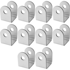 10Pcs Home Installation U Bracket 304 Stainless Steel 2.5 mm Thickness 10mm Aperture for 32mm Panel, Restroom Partition