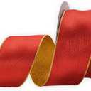 Christmas Wired Ribbon Red Gold Lame,1-1/2 Inch,10 Yards Spool,Use for Wreaths Tree Topper Accent Bows Crafts Gift Wrap Holiday Decoration (L5003)