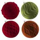 Lanpn 4 Pcs 6" Large Christmas Ornaments, Oversized Velvet Xmas Tree Ball, Big Flocked Christmas Tree Ornament, Shatterproof Plastic Balls for Lawn Yard Holiday Hanging Decor, Multicolor