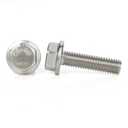 M6 x 25mm Flanged Hex Head Bolts Flange Hexagon Screws, 304 Stainless Steel 18-8, Plain Finish, 25 PCS
