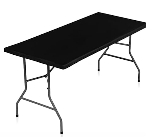 LUSHVIDA 3 Packs Vinyl Tablecloths with Flannel Backing 72x30 inch - Waterproof Plastic Table Covers for 3 Foot Rectangle Folding Table Cloths with Elastic Edges, Black