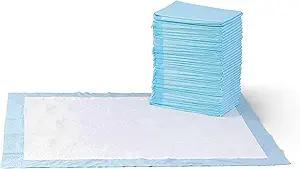 Basics LeakProof Dog and Puppy Potty Training Pee Pads with QuickDry 5Layer Design, XLarge Size 28 x 34 Inch, Blue & White, 40Pack