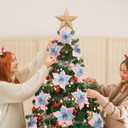 Giegxin 6 Pcs Candy Christmas Tree Poinsettia Flower 7.87 Inch Pastel Christmas Artificial Poinsettia Ornaments Macarons Xmas Tree Floral Decoration Flowers for Party DIY Holiday Wreath Decor