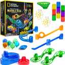 NATIONAL GEOGRAPHIC Glowing Marble Run Expansion Pack - 5 Glow in The Dark Glass Marbles, 20 Construction Pieces, UV Light, Great Creative STEM Toy for Girls and Boys