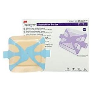 3M Tegaderm Silicone Foam Border Dressing, 90642, 6 x 6 Inch (Box of 10)