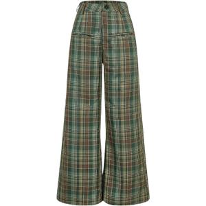 WDIRARA Women's Plaid Wide Leg Pants Casual High Waist Long Pants Trousers Multicolor X-Small